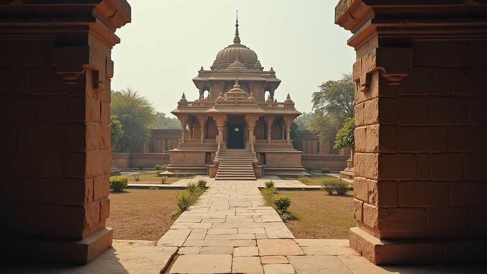 Eye-level view of an ancient temple dedicated to Shiv