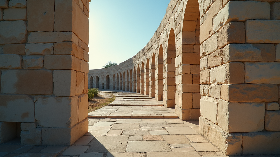 High angle view of a monumental stone structure