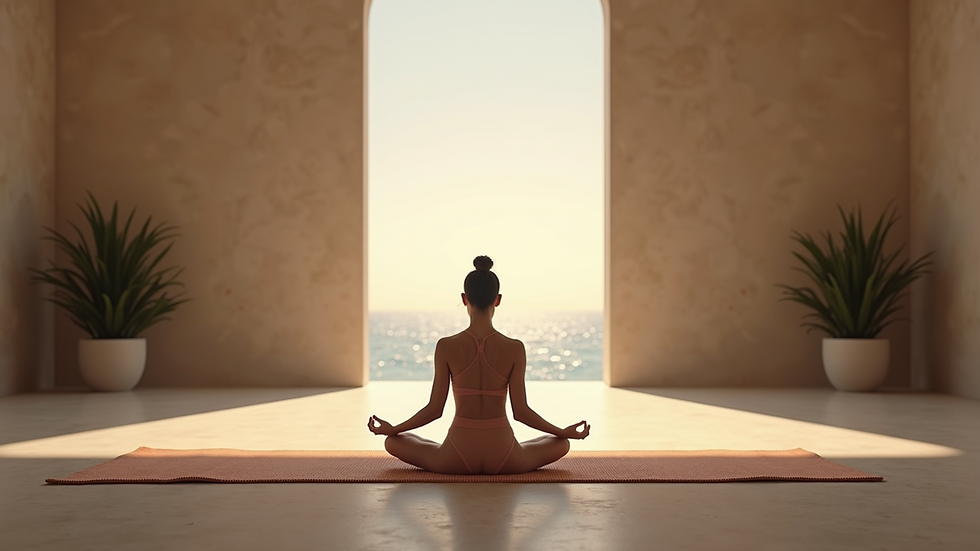 Eye-level view of a serene meditation space