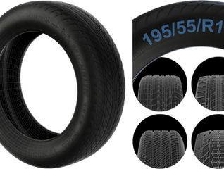 Procedural tire generator showing scalable tread patterns and sidewall details