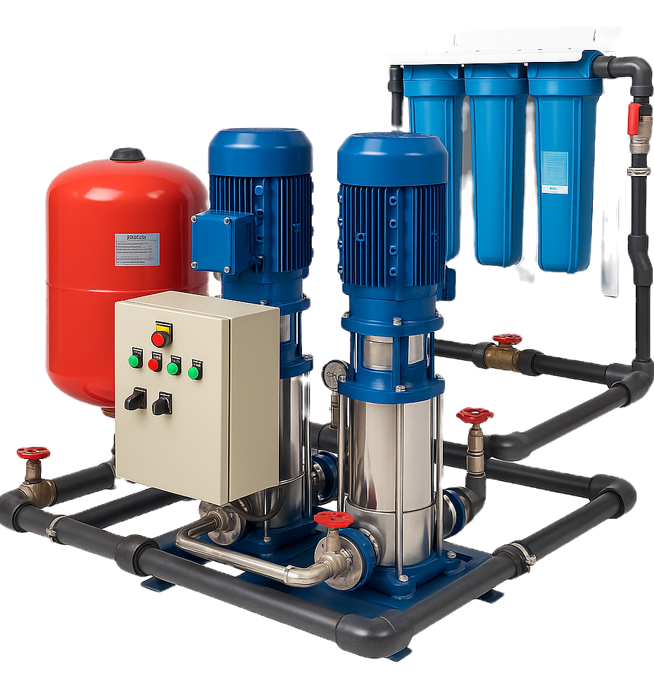 Industrial water pumps UAE with filtration system and tank