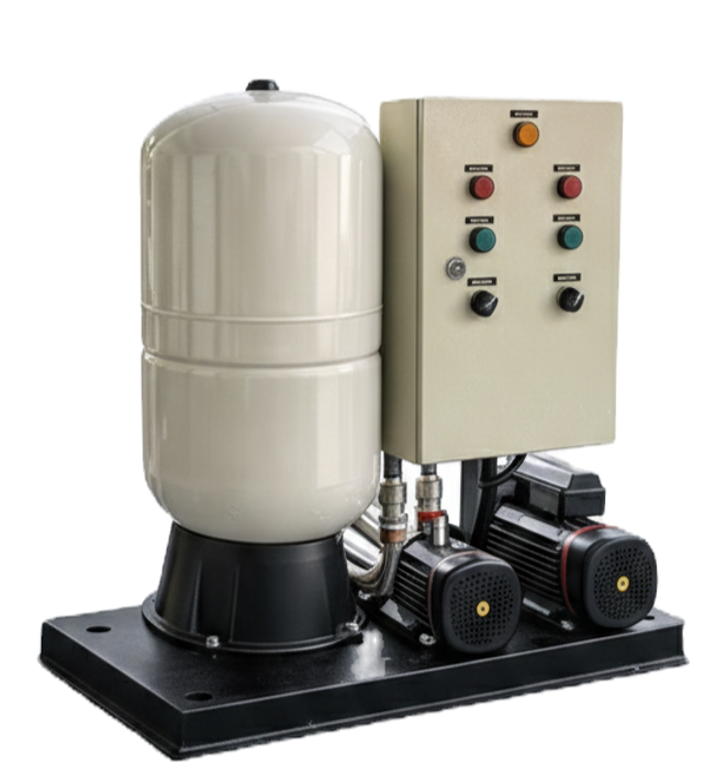 Industrial water pumps UAE system with pressure tank and control panel.