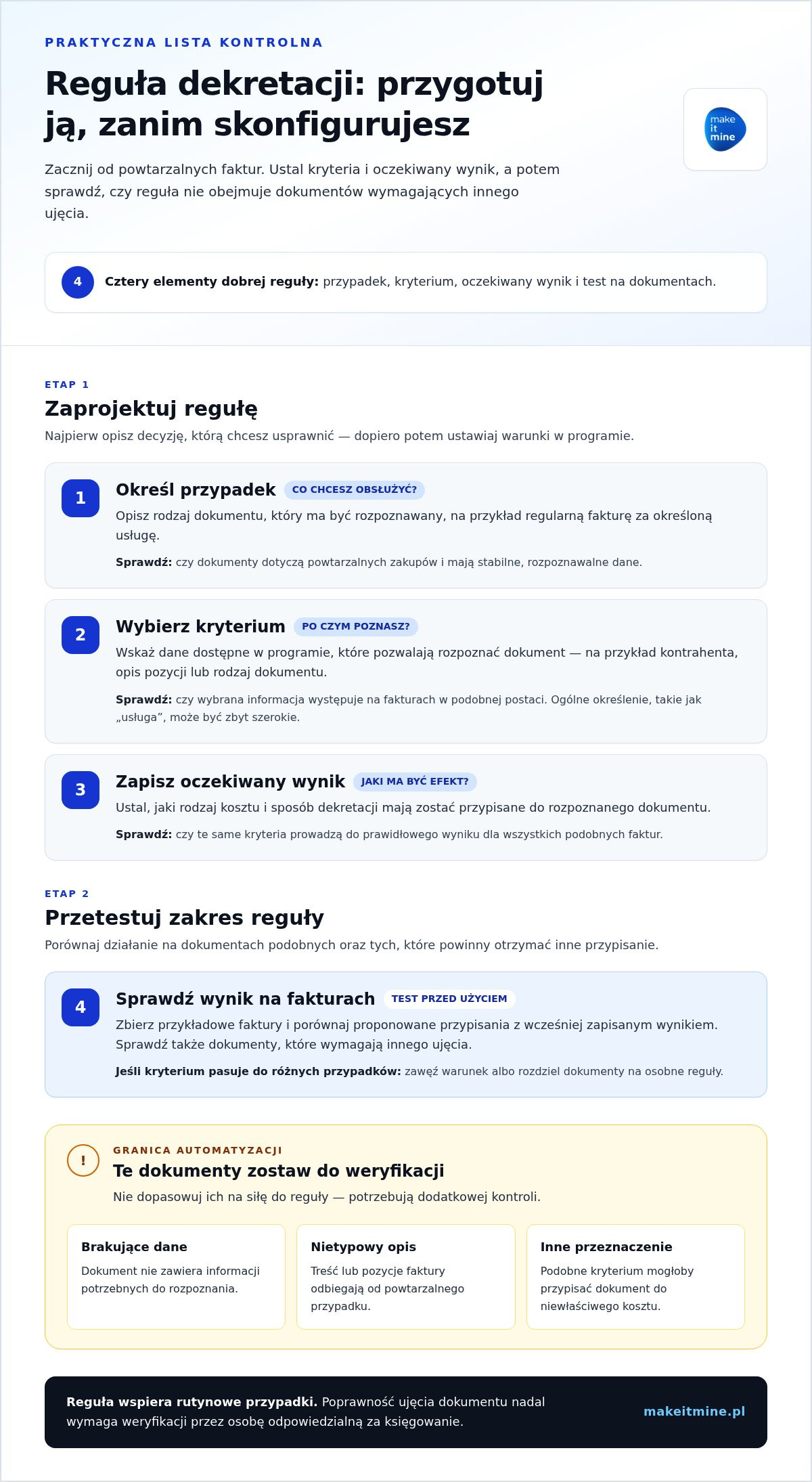 Reguły dekretacji kosztów w programie księgowym