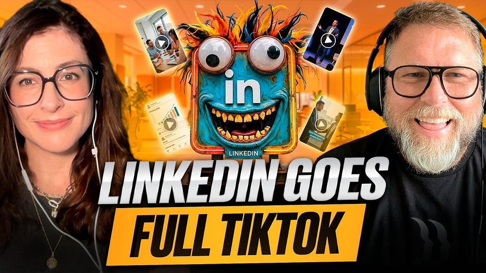 Joel and Mo recording the LinkedIn Goes Full TikTok episode of The Chad & Cheese Podcast.