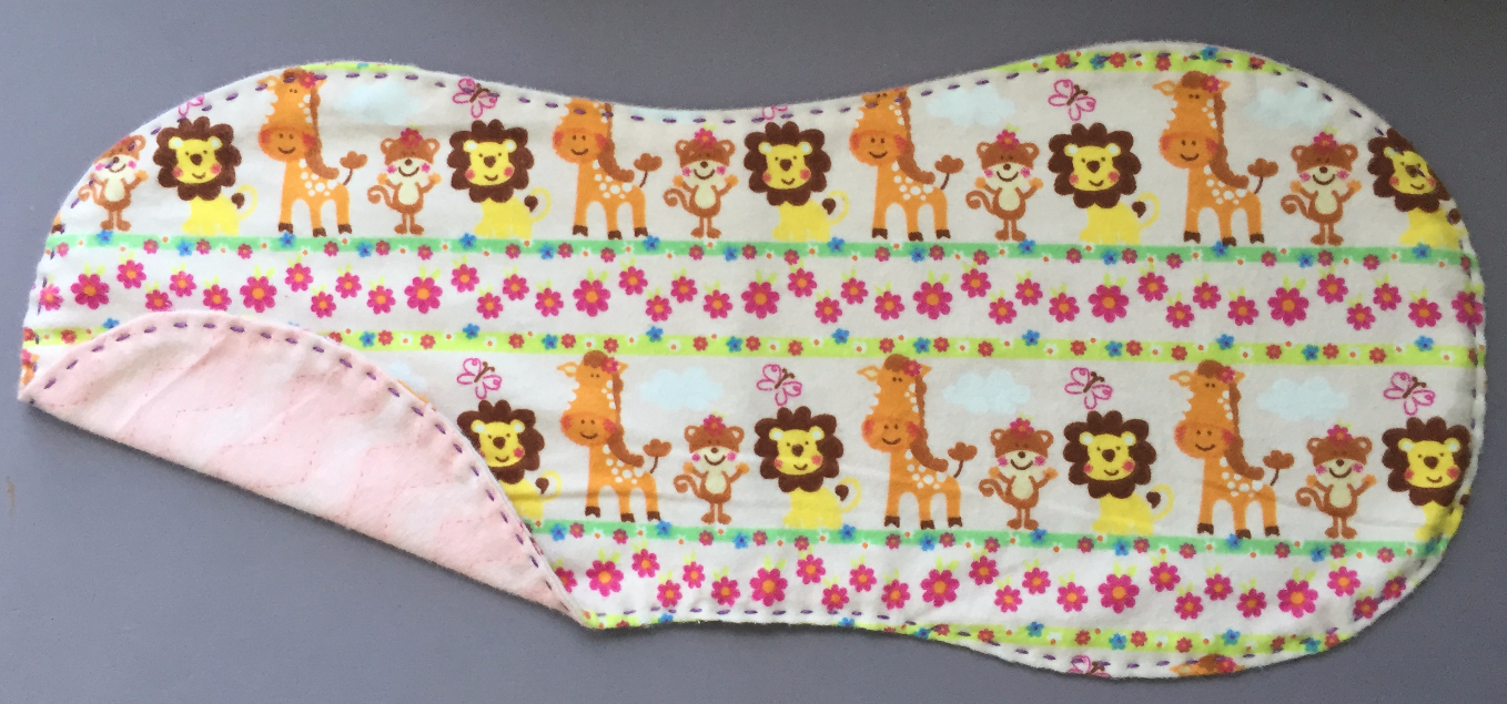 Lion, Giraffe, & Monkey with Pink Chevron Burp Clo