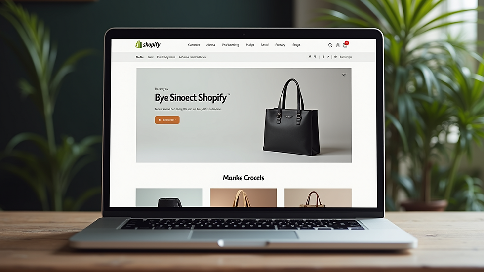 Eye-level view of a Shopify store homepage on a laptop screen