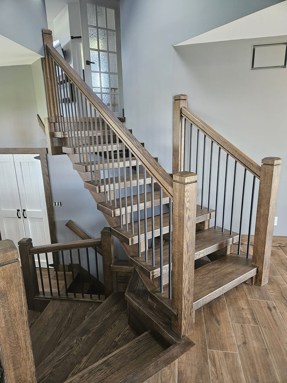 Open Riser Double Mid Stringer Stair