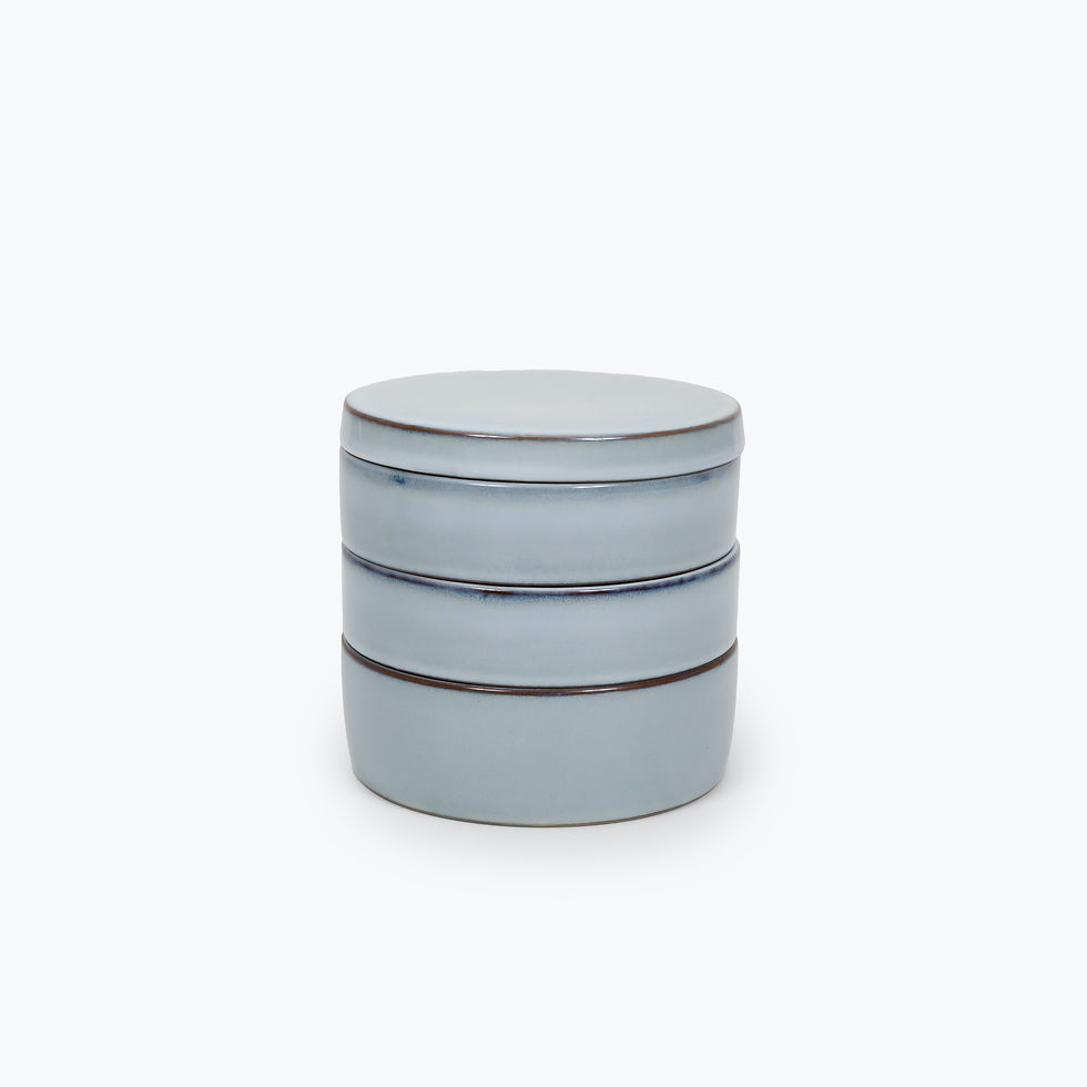 Bowl Set of 3 Stackable (Blue Glazed)