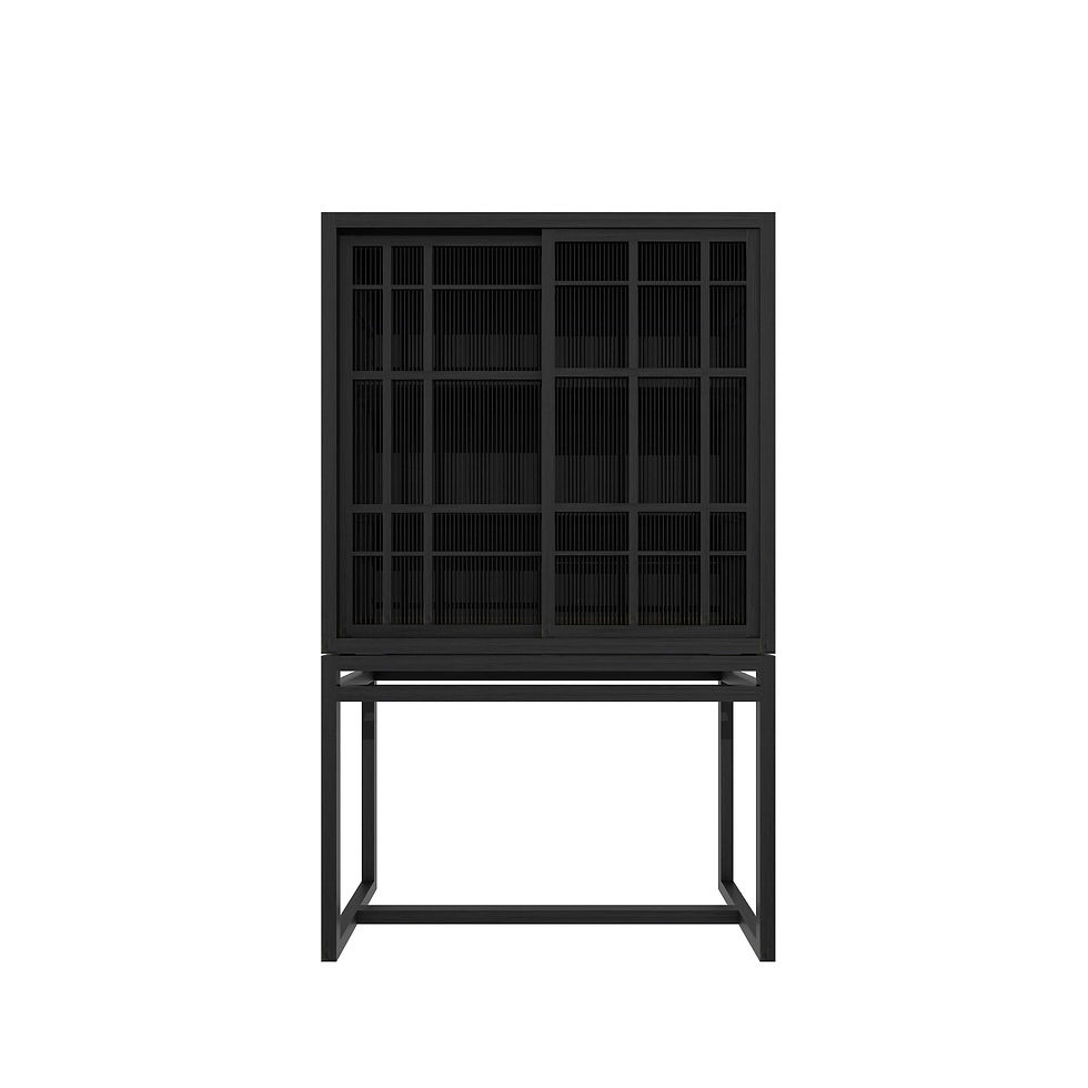 Oak Burung Black Storage Cupboard