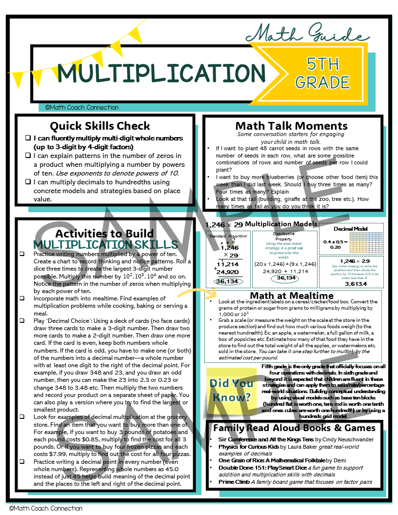 Thumbnail: 5th Grade Summer School Math Activity Guide