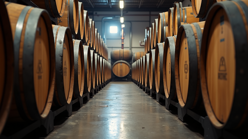 Eye-level view of a distillery producing Spanish whisky