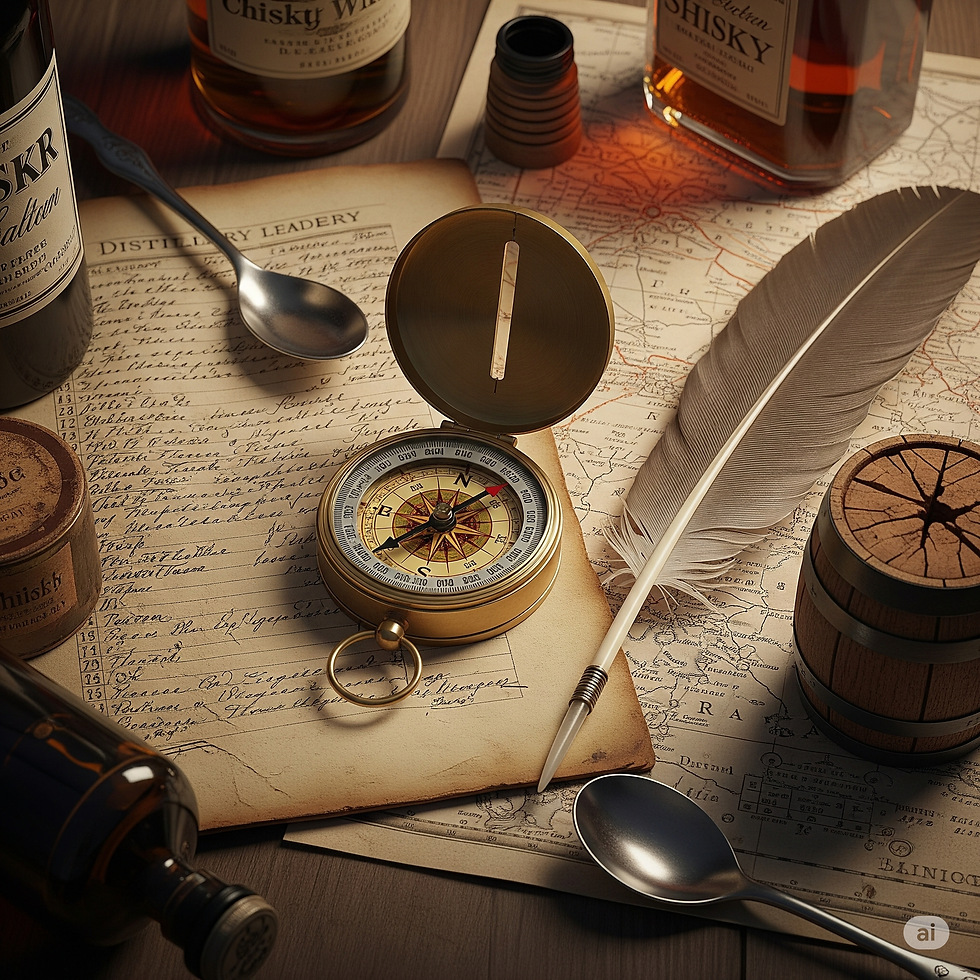 Whisky Geschichte Artefakte mit Kompass