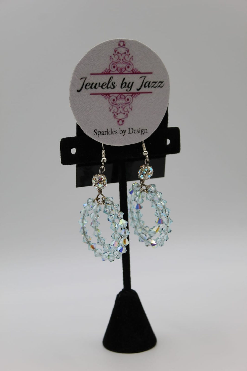 crystal orbit drop earrings with faceted bead design for ballroom dancing