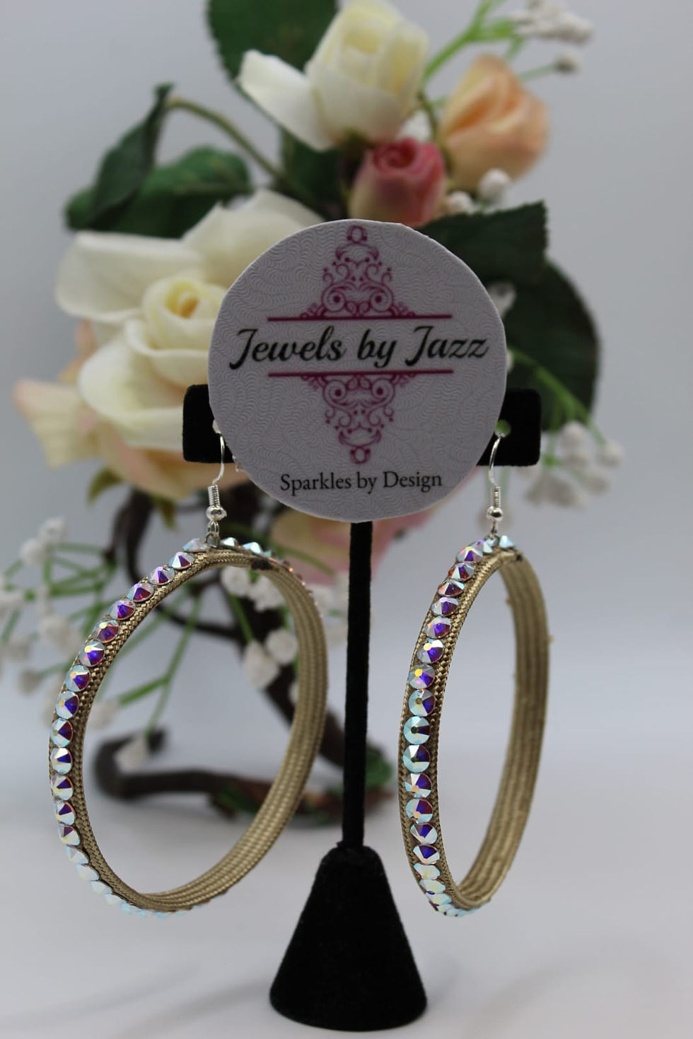 rhinestone hoop earrings matching slim crystal bangles
