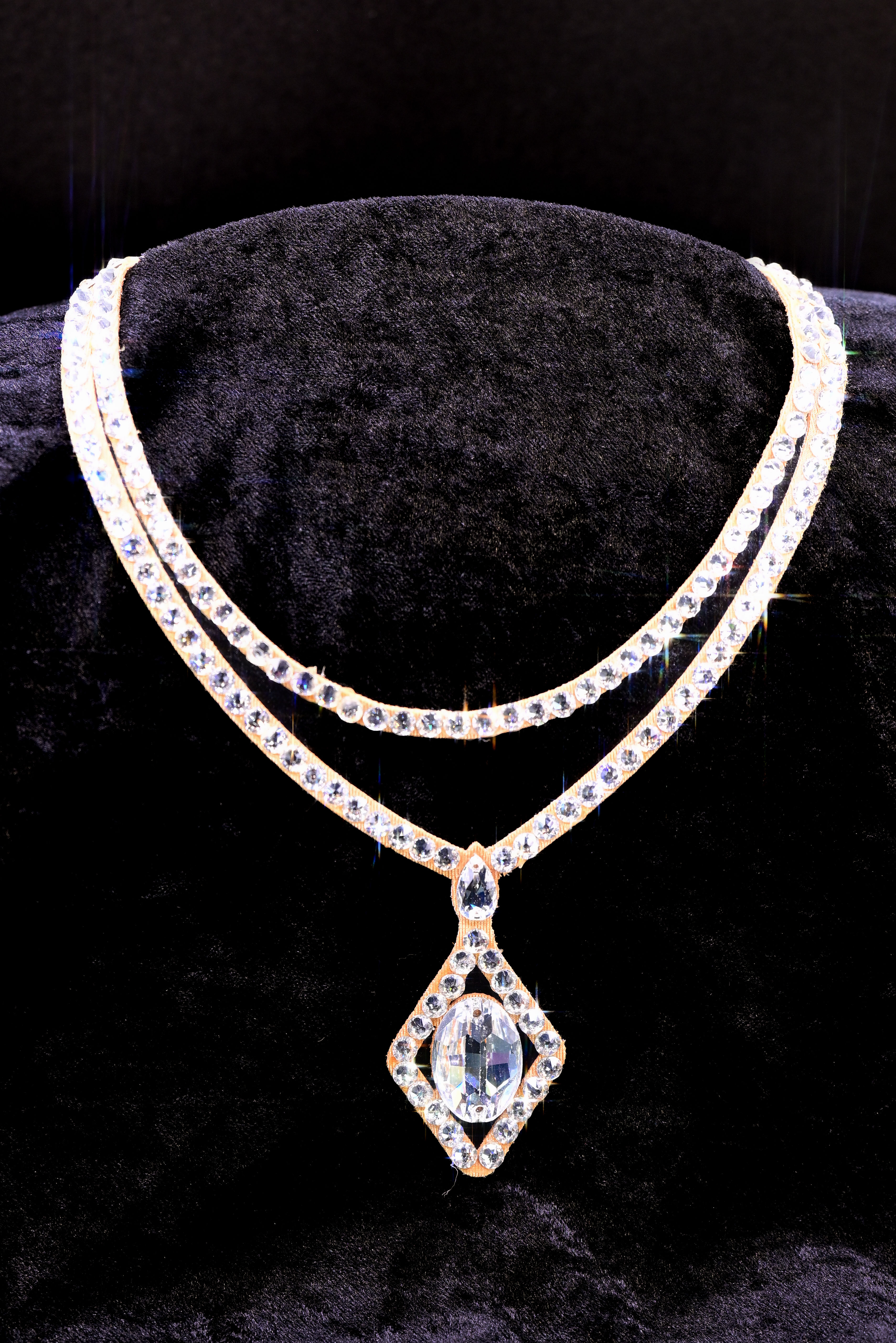crystal oval drop rhinestone necklace for ballroom dancing