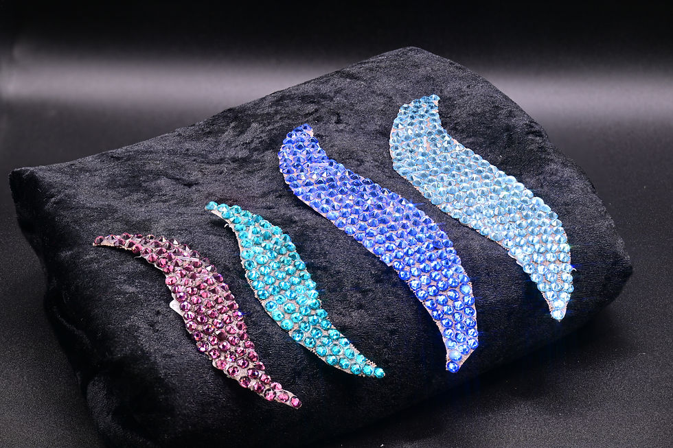 crystal wave hairpiece with curved rhinestone design for ballroom dancing