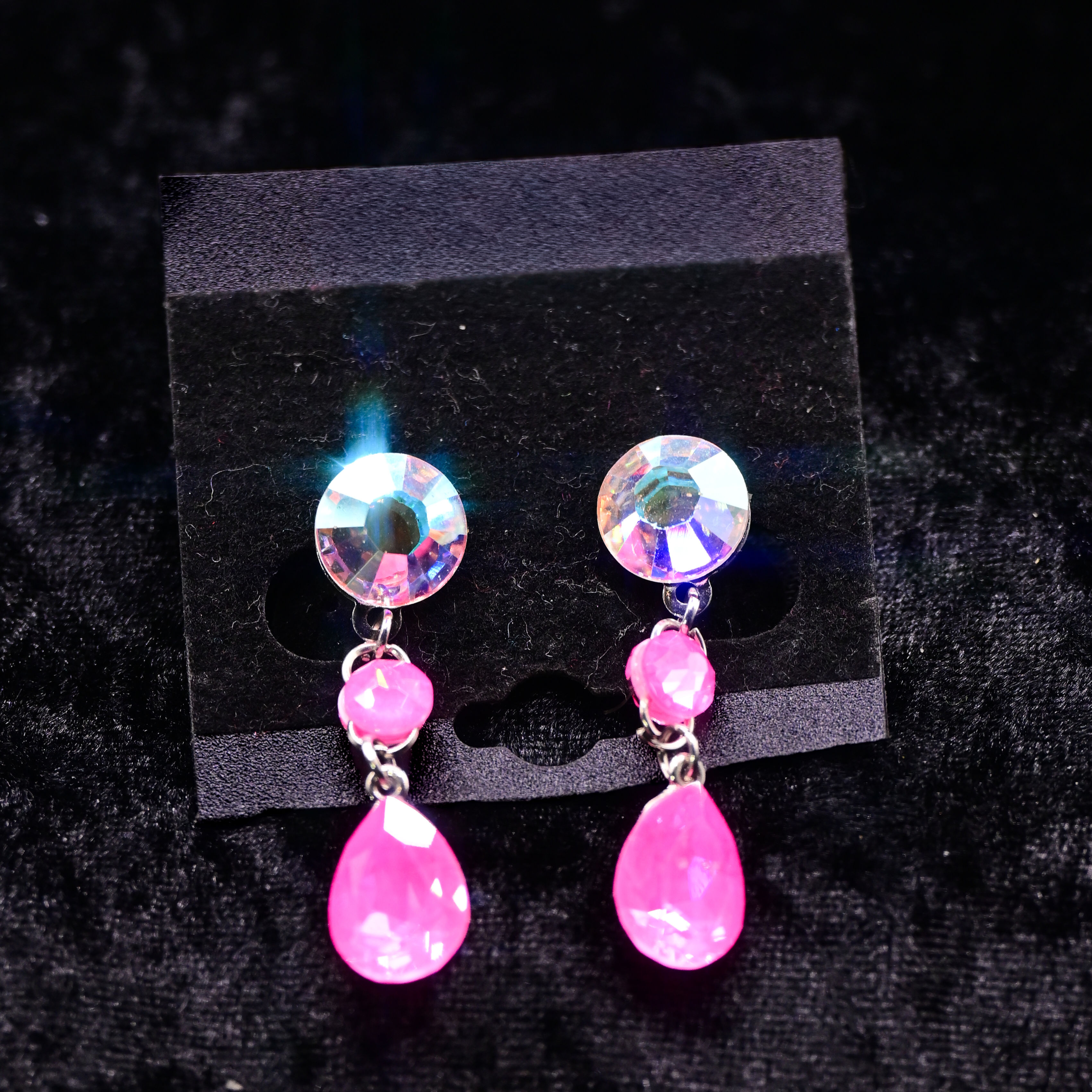 electric color line drop rhinestone earrings for ballroom dancing