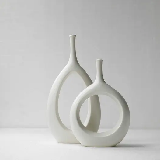 White Modern Bud Vase - Set of 2