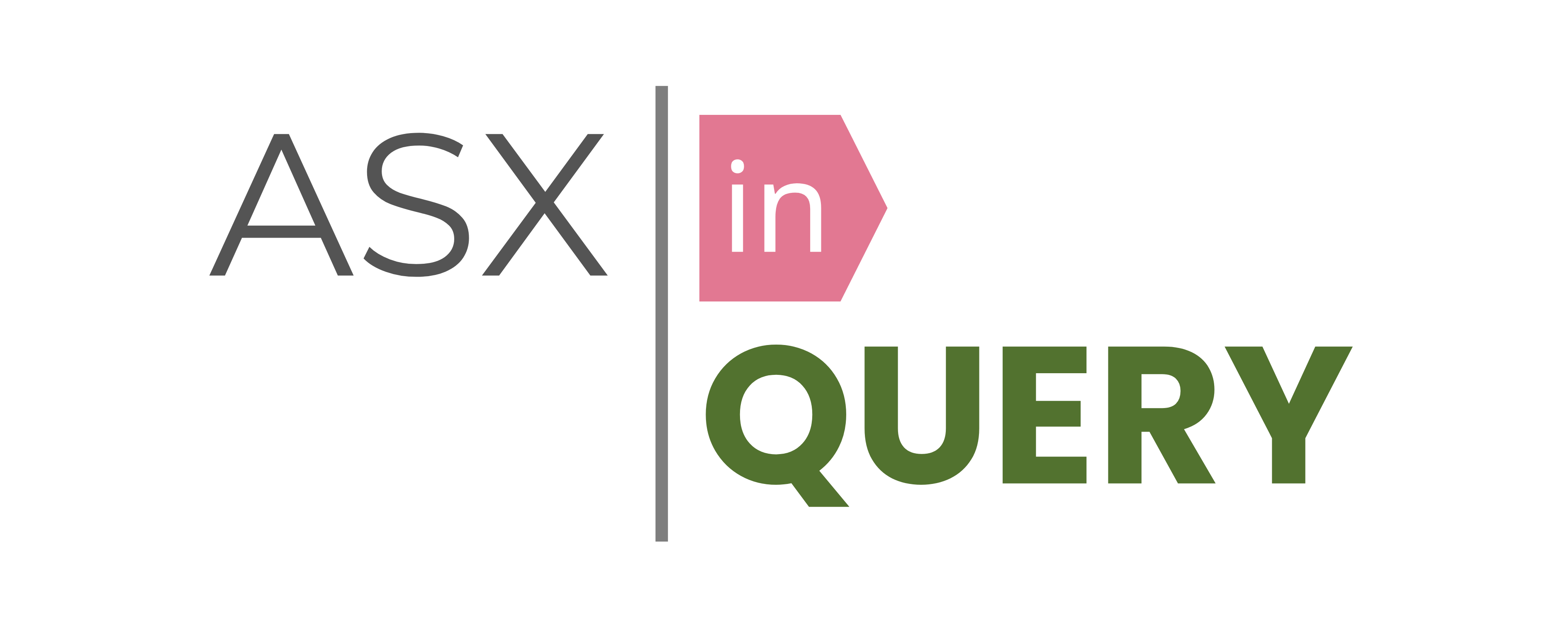 ASX inQUERY logo with the word in appearing inside a pink box and query in bold green
