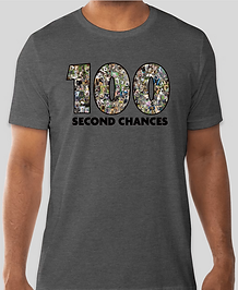 100 Second Chances gray t-shirt front - Unleashed Potential Rescue