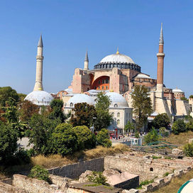 The Hagia Sophia in Istanbul was a former Greek Orthodox Christian Cathedral, later an Ottoman Mosque and now is a museum honoring both the Christian and Muslim religions. Love the feeling of unity here.