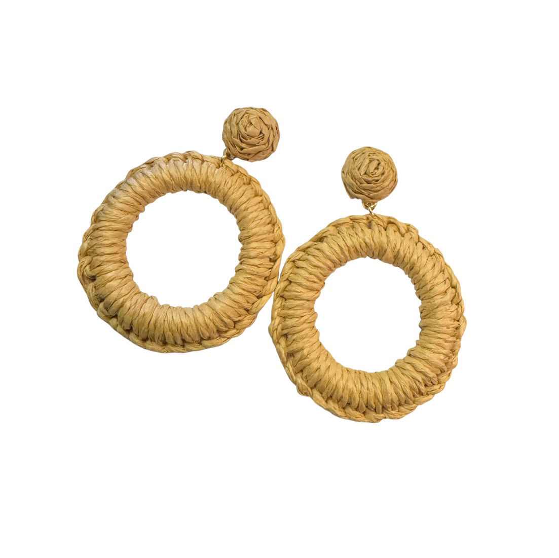Light Tan Raffia Earrings 
