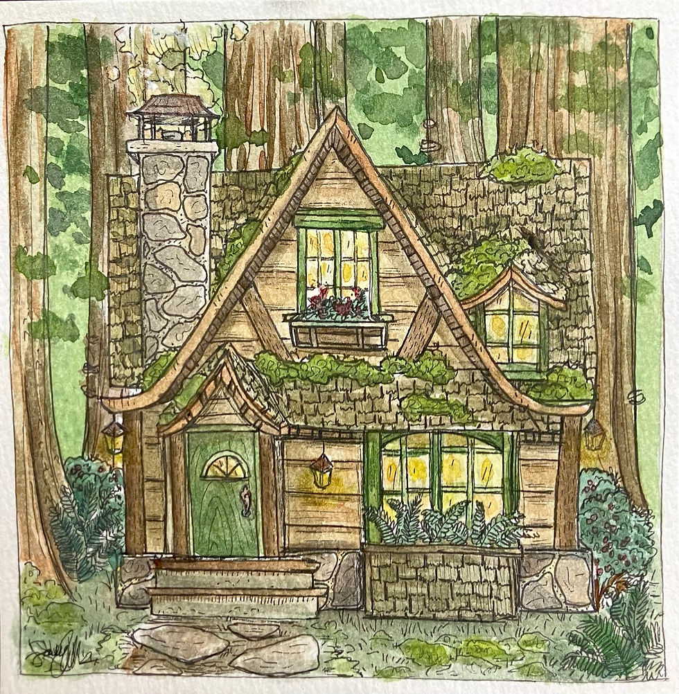 Cabin in the Woods 5x5 inches