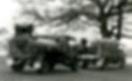 Two Blitz trucks parked under a tree on the grass at Observatory Hill, Sydney. One is the Ford from Medlow Bath and the other is the Chevrolet from Heathcote [Museum of Fire Collection]