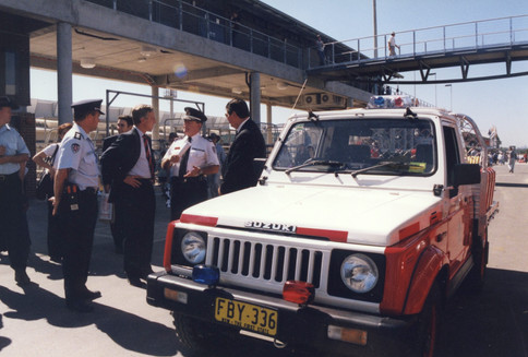 NSW Fire Brigades Suzuki vehicle at Sydney Olympic Park, 1998 [Museum of Fire Collection]