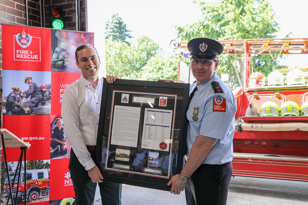 Acting CEO Ben Dickson and Captain Van Der Meer of 234 Bowral Fire Station [Photo courtesy of Fire and Rescue NSW]