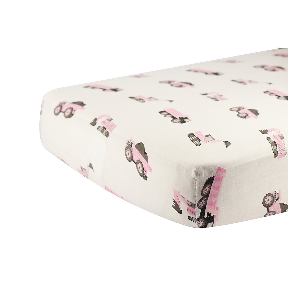 Thumbnail: Pink Digger Bamboo Crib Sheet