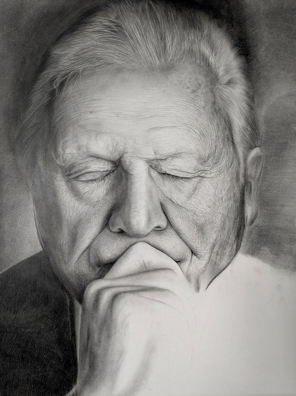 Sir David Attenborough portrait drawing by Hannah Norman Artist from Porlock Weir, Exmoor.