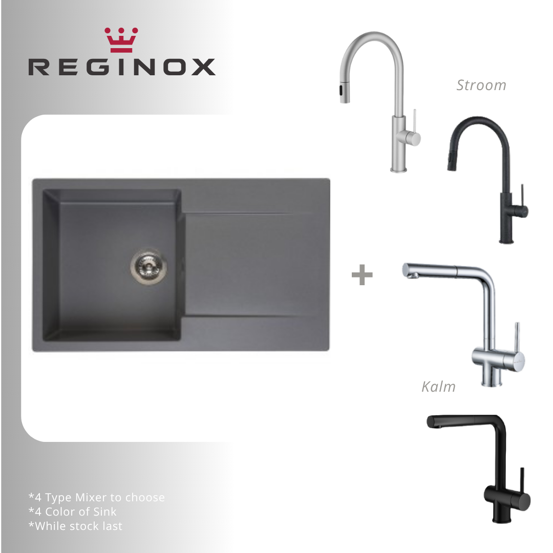 Bundle Package 2026 - Reginox Amsterdam 10 Single Bowl Kitchen Sink w/ Drainer