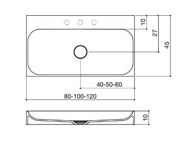 Thumbnail: Falper Invaso Countertop Basin W80/100/120 x H10 x D45 cm