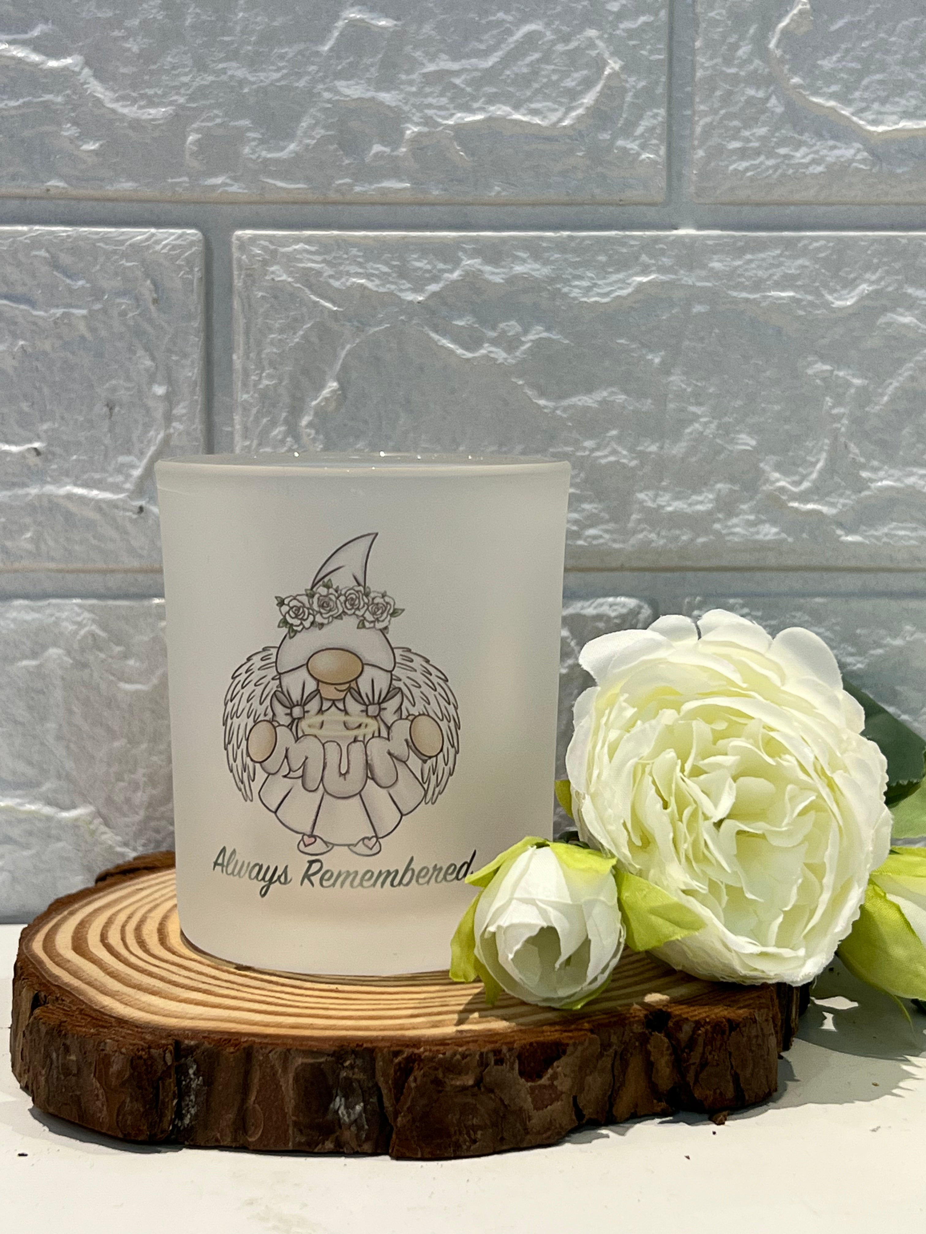 Frosted Tea Light Holder Mum Gonk Memorial Can Be Personalised