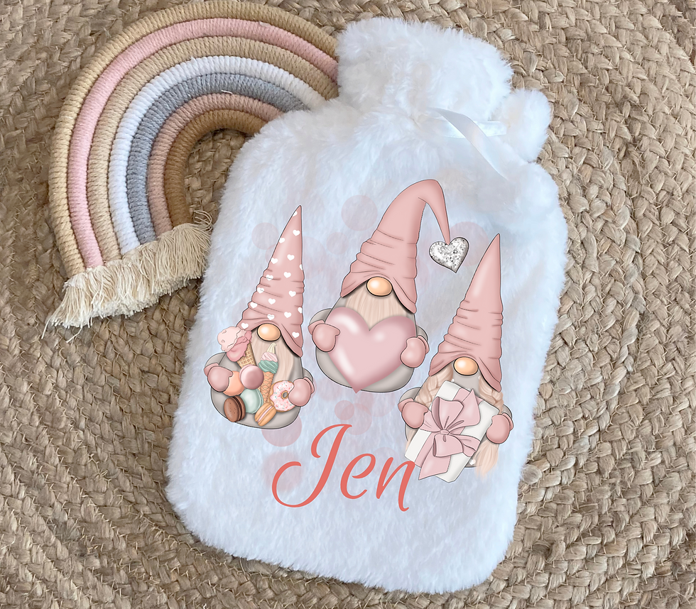 Personalised Gonk Fluffy Hot Water Bottle Valentines Gift Christmas Gift