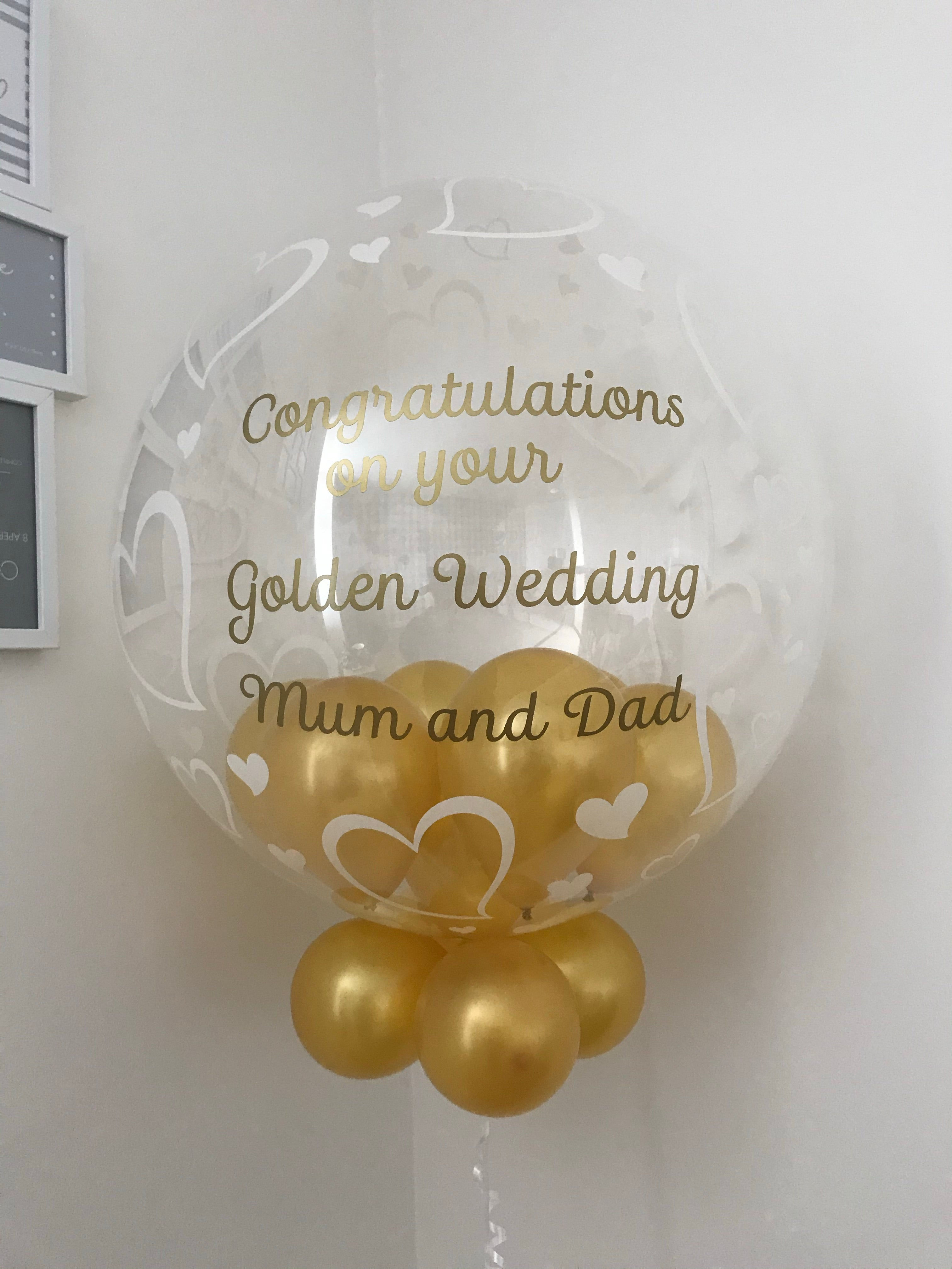 Golden Wedding Anniversary Bubble Balloon