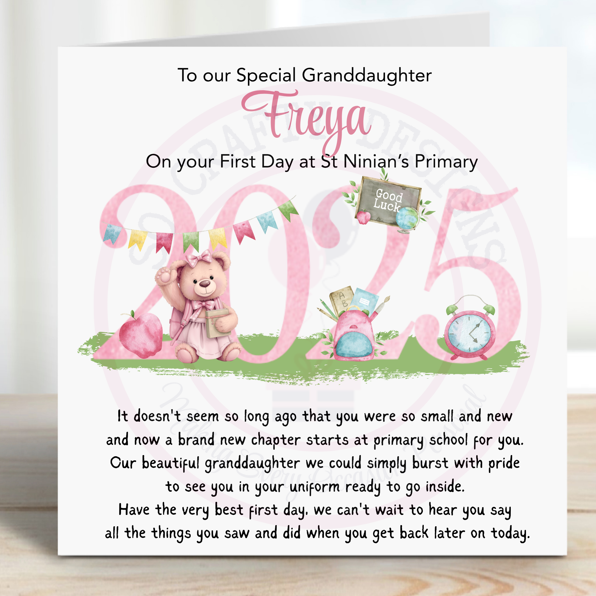 Granddaughter First Day at school card