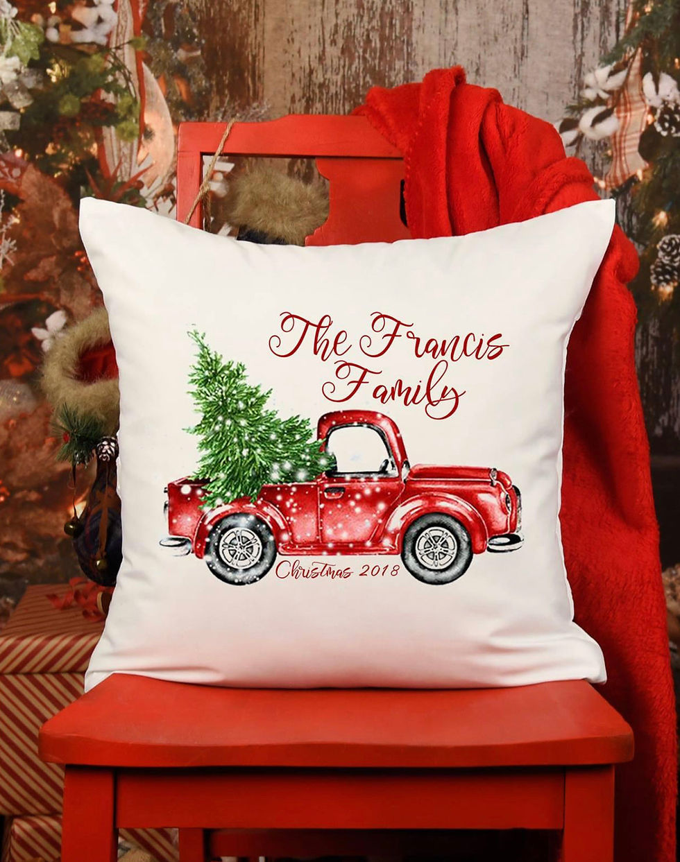 Christmas Truck Personalised Cushion