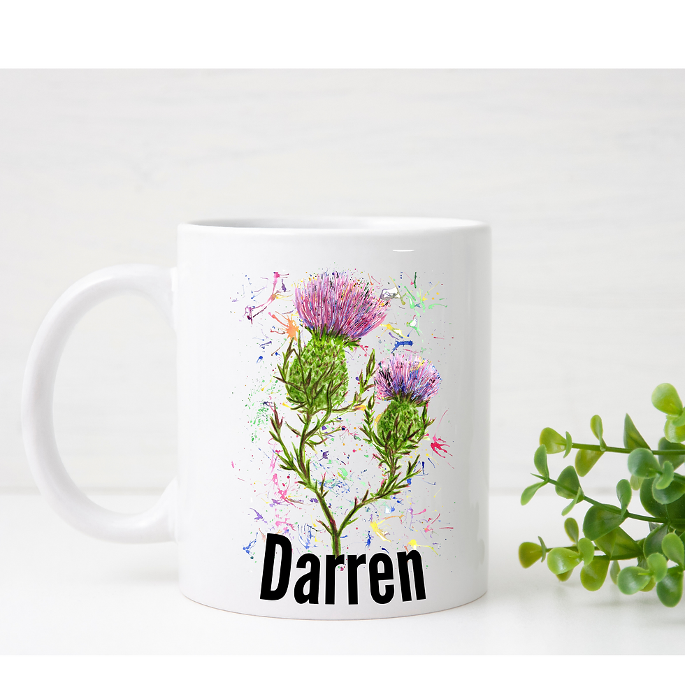 Watercolour Thistle Print Mug