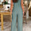 Thumbnail: V Neck Button Sleeveless Wide Pockets Jumpsuit