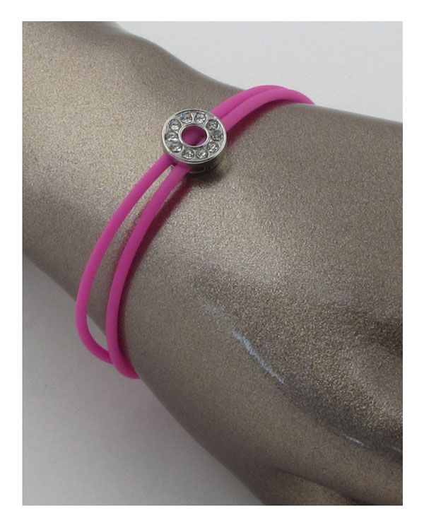 Thumbnail: Multi colored rubber bracelets w/charm letters that spell out LOVE 