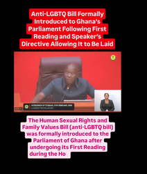 Anti-LGBTQ Bill Formally Introduced to Ghana’s Parliament