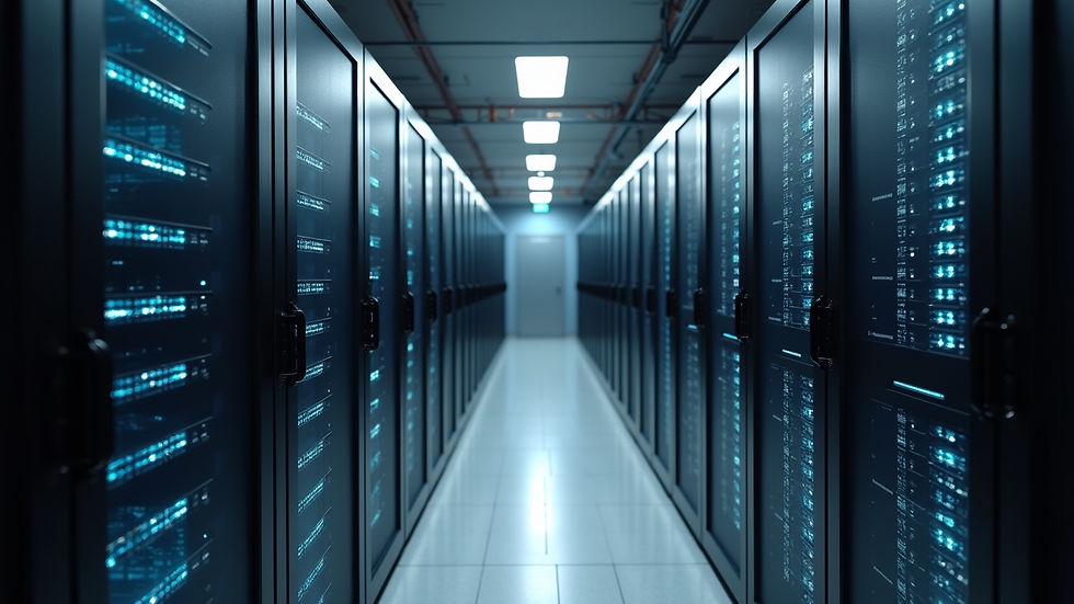 High angle view of a secure server room with modern equipment