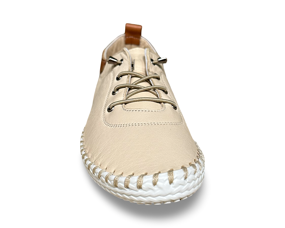 Thumbnail: IRIS - BEIGE LEATHER PLIMSOLL 