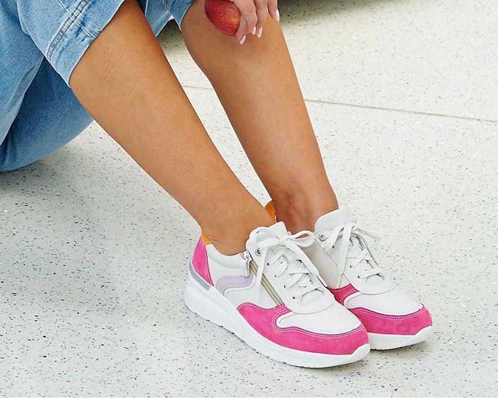 Thumbnail: BAT - WHITE MULTI Wide Fit Wedge Heel Easy Access Trainers
