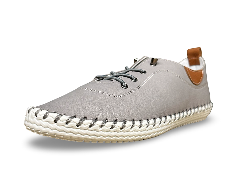 Thumbnail: IRIS - GREY LEATHER PLIMSOLL 