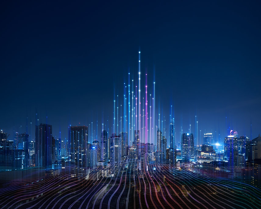 Smart city and abstract dot point connec