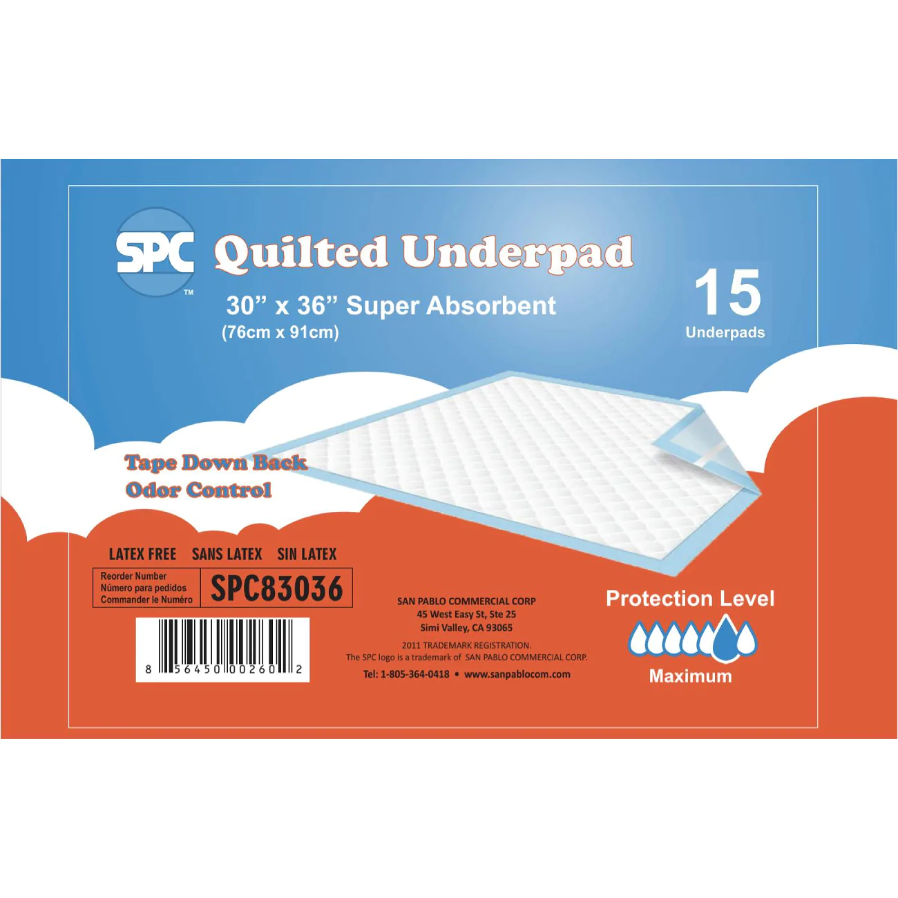 SPC Disposable Underpads 30 x 36 Super Absorbent (75 count) Physician's Choice