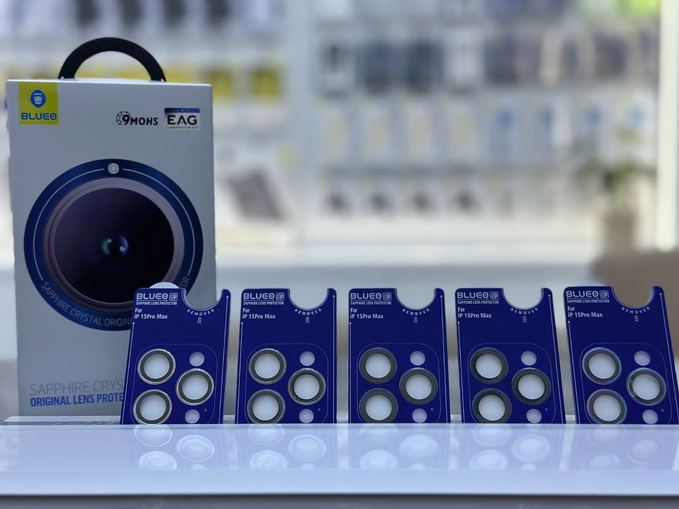 Thumbnail: Blueo Sapphire Crystal PVD Stainless Camera Ring for iPhone 15 Pro Max Blue